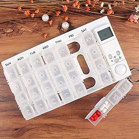 LongStone 7 28 5 Weekly Digital Pill Organizer Days Compartments Medicine Box with Groups Alarm Reminder and Luminous