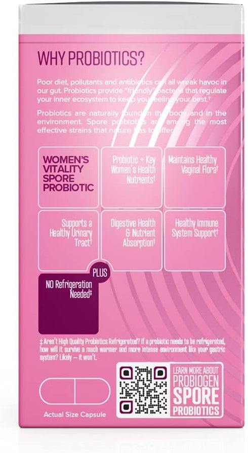 Women’s Daily Supplement, Vitality Probiotic Smart Spore Technology, White, 60 Count