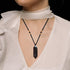 Runyangshi Black Obsidian Healing Crystal Pendants, Double Pointed Natural Crystal Quartz Necklace, Chakra Crystal Wand