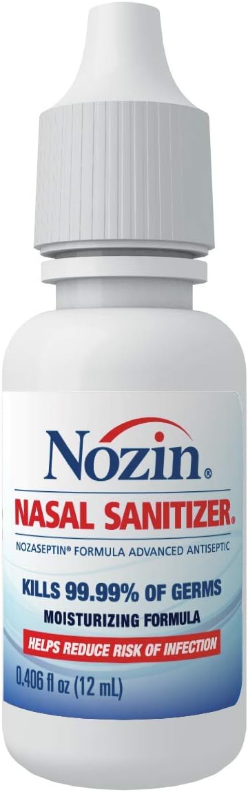 Nozin 12mL 99.99% 60+ Nasal Sanitizer Antiseptic Bottle | Kills of Germs | Applications | Trusted by Hospitals | Made