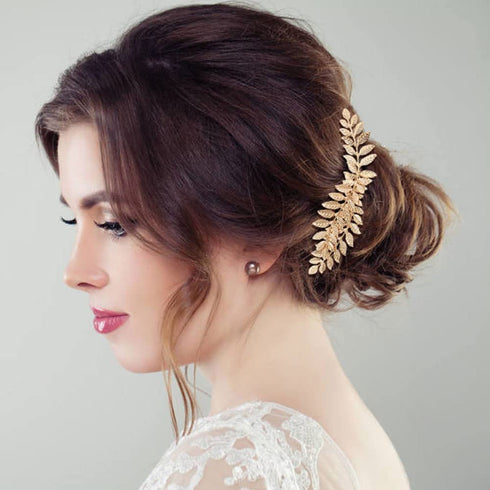 inSowni 36 Pack Gold Flower Leaf Bridal Wedding Hair Accessories, U-shaped Pearl Hair Pins, Rhinestone Clips