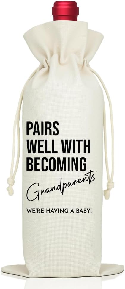 LAGZDFC Pairs Well With Becoming Grandparents Wine Champagne Gifts Bag, Reusable Wine Wrap