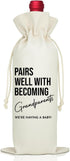 LAGZDFC Pairs Well With Becoming Grandparents Wine Champagne Gifts Bag, Reusable Wine Wrap