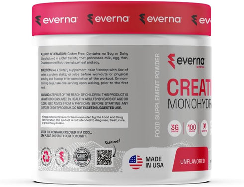 Creatine Monohydrate Powder, Unflavored, 10.58oz (300g), 100 Servings, 100% Pure Creatine