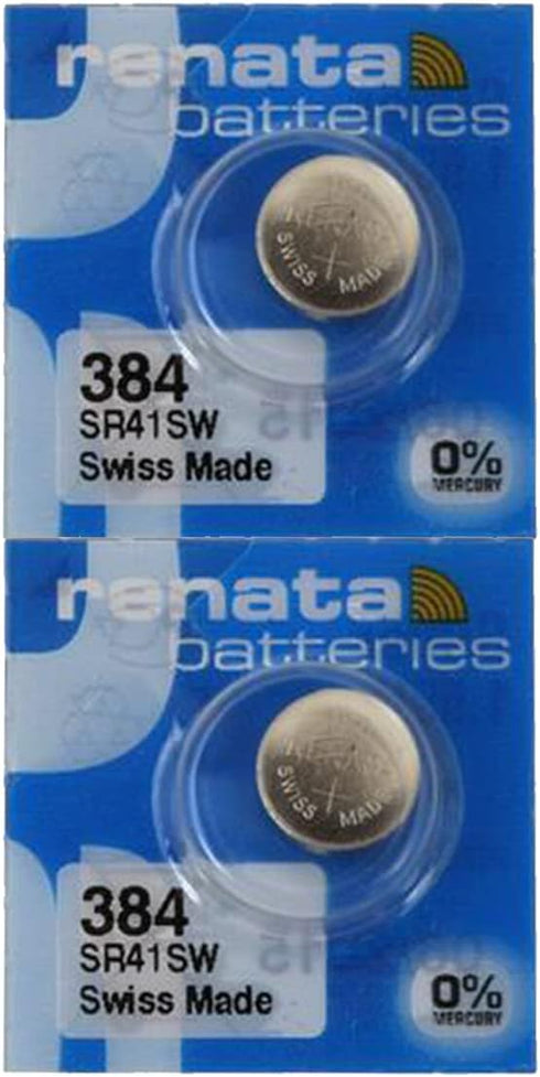 Renata 384 SR41SW Batteries, 1.55V Silver Oxide Watch Battery (2 Count)