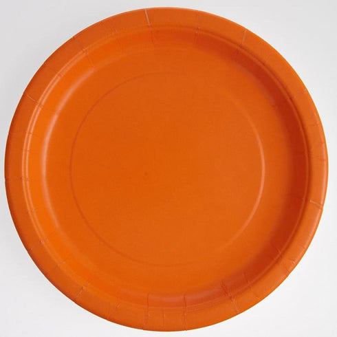 Pumpkin Orange Round Disposable Paper Dinner Plates - 16 Pieces, 9'' - Perfect for Parties, Weddings & Events