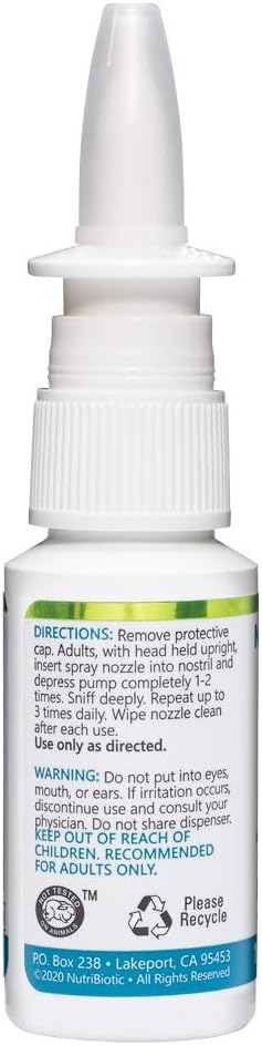 NutriBiotic Nasal Spray Plus, 1 Fl Oz, Nasal Lubricant with GSE, Xylitol & Botanical Extracts