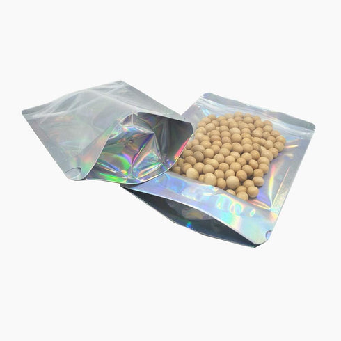 Resealable Stand Up Zipper Lock Bags | Clear Foil Food Storage Packaging | Heat Seal Pouches (50, 5.5x7.87 inch)