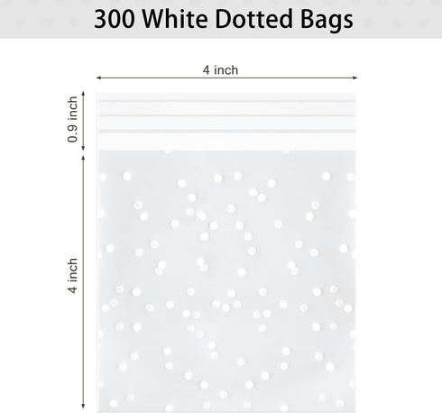 300PCS Self Adhesive Clear Plastic Cookie Bags for Candy Pastry Packaging, 4 x 4 inches