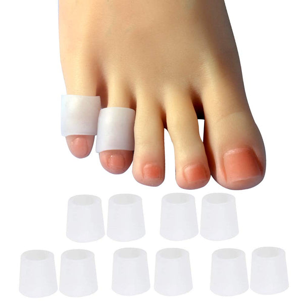 10 Pack Pinky Toe Sleeves Protectors - Small Toe Splints Covers in White, Protects from Rubbing and Pain