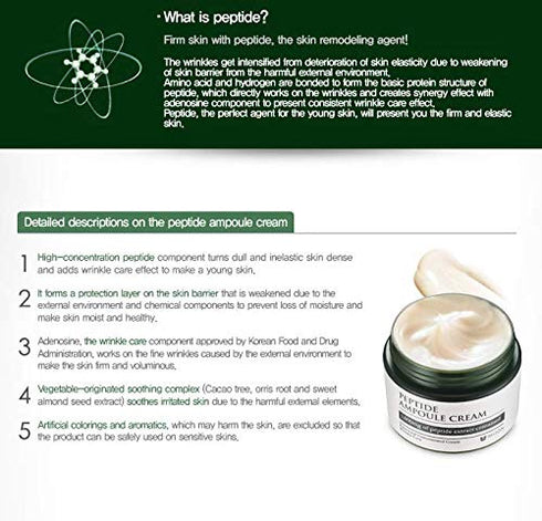 MIZON Peptide Ampoule Cream with Adenosine, Lavender Oil, 1.69 fl oz, Korean Skincare