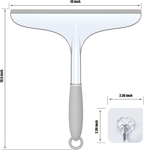 Shower Squeegee for Bathroom Tile, Glass Shower Doors, Mirror – Silent Streak-Free Window Cleaner with Non-Slip Handle