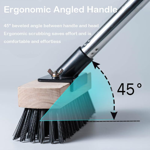 Swimming Heavy Duty Push Broom Stiff Bristle Broom Brush with Solid Wood Broom Head Indoor Outdoor Floor Scrubber