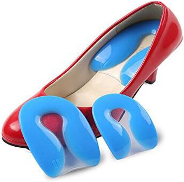 U-Shaped Silicon Gel Spur Heel Cup Pads for Plantar Fasciitis Pain Relief, Middle Cushion Support