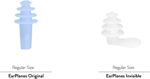 EarPlanes+ Clear Low-Profile Design Invisible Airplane Travel Ear Protection (Adult 1, Count)