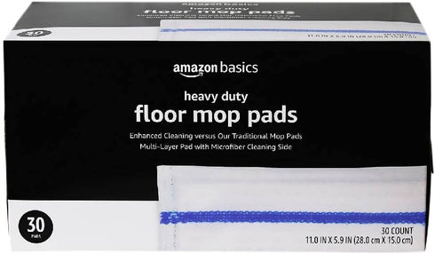 Amazon Basics Heavy Duty Dry Mop Pads, 30 Count, 11" x 5.9" for Efficient Cleaning