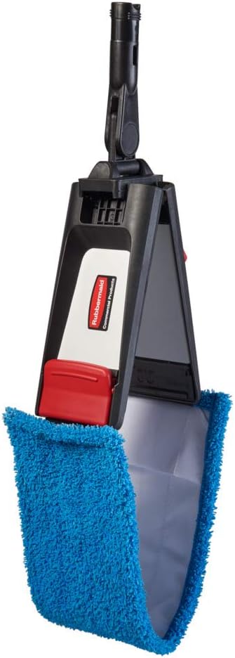 Rubbermaid Commercial Products Microfiber Flat Mop Pad, Blue, Washable for Heavy-Duty Cleaning on Floors