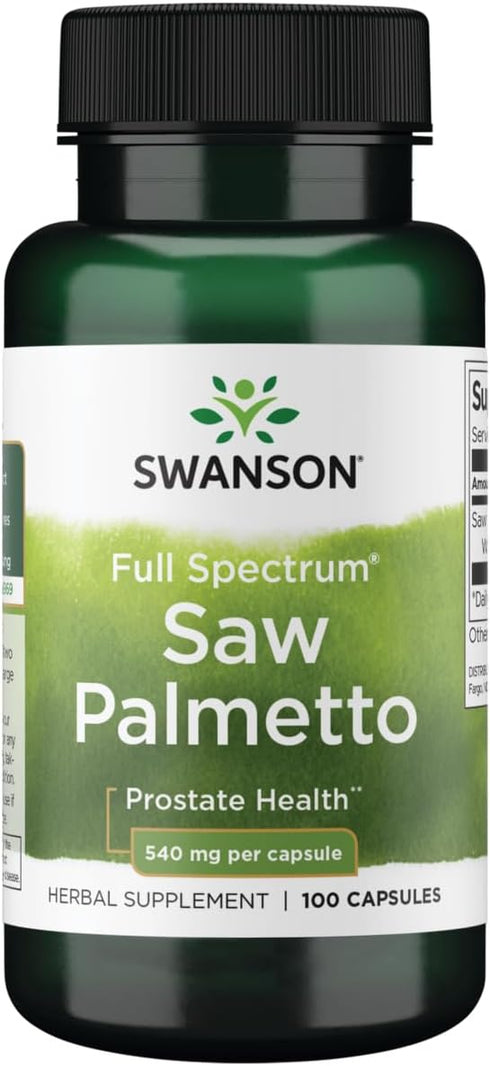 Saw Palmetto Herbal Supplement - Swanson Promoting Male Prostate Health Support, 540 mg, 100 Capsules