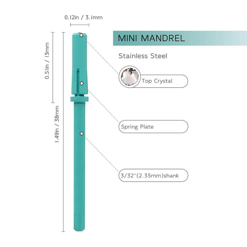 Small Mandrel Bit, Green 3.1mm Mini Bit for Sanding Band Files, Stainless Steel Sanders Drill Tool