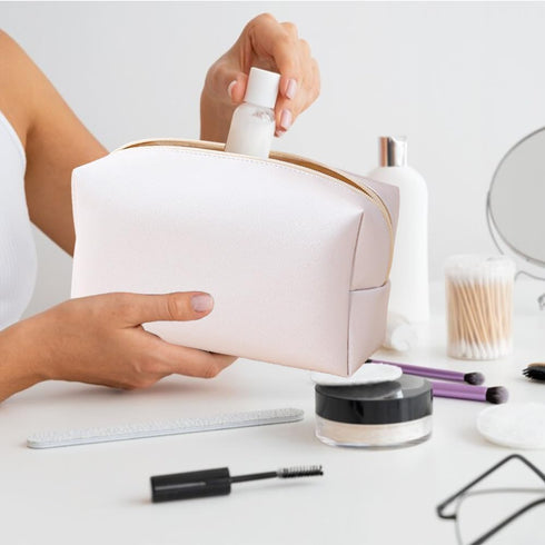 Small Makeup Bag for Women, Large Capacity Waterproof Travel Toiletry Bag, Cute Organizer for Makeup Brushes (Small