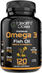 Omega 3 Fish Oil 2000mg – Lemon-Flavored Softgels with EPA 800mg & DHA 600mg for Brain, Heart, Wellness Support