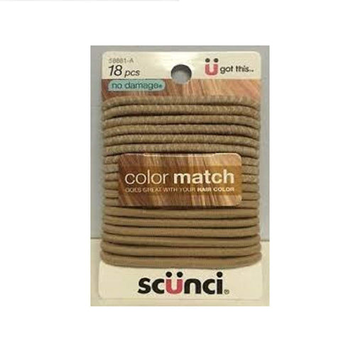 Scunci No-Damage Color Match Elastics, Blonde, 18-Pcs per Pack (2-Pack)