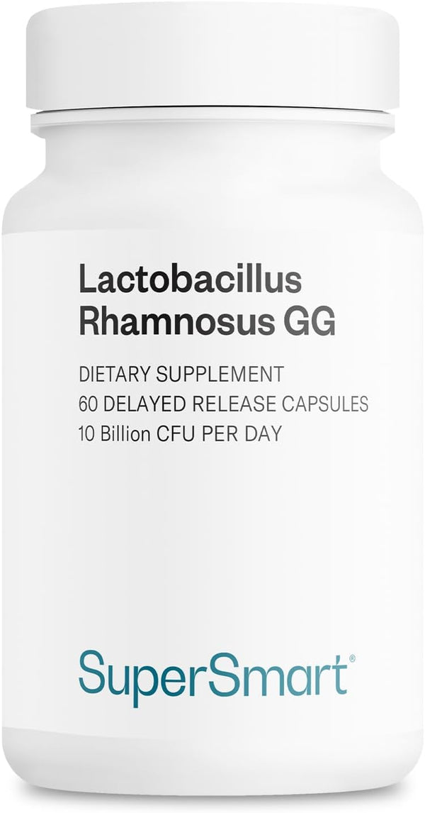 Supersmart Lactobacillus Rhamnosus GG 10 Billion CFU per Day, Digestive & Immune Support, Vaginal Flora Health, Non-GMO