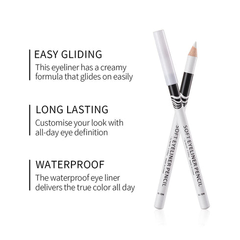 White Eyeliner Pencils for Professional Use, Soft, Waterproof, Long-Lasting Eyeshadow, Eye Brightener, Beauty Makeup