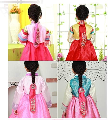 Korean DAENGGI Hanbok Traditional Hair Ornament for Girls, Embroidered Pink
