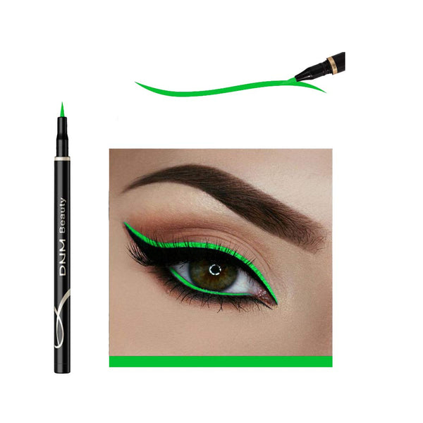 GLOGLOW Cat Eye Makeup Liquid Eyeliner Pen, Waterproof Neon Colorful Long-lasting Black Makeup Tools (Green)