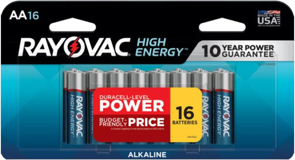 Rayovac AA Batteries High Energy, Double A Alkaline, 16 Pack