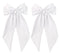 White Hair Bow for Women - 2pcs Large Satin Hair Bows for Hair Clips with Long Tail