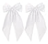 White Hair Bow for Women - 2pcs Large Satin Hair Bows for Hair Clips with Long Tail