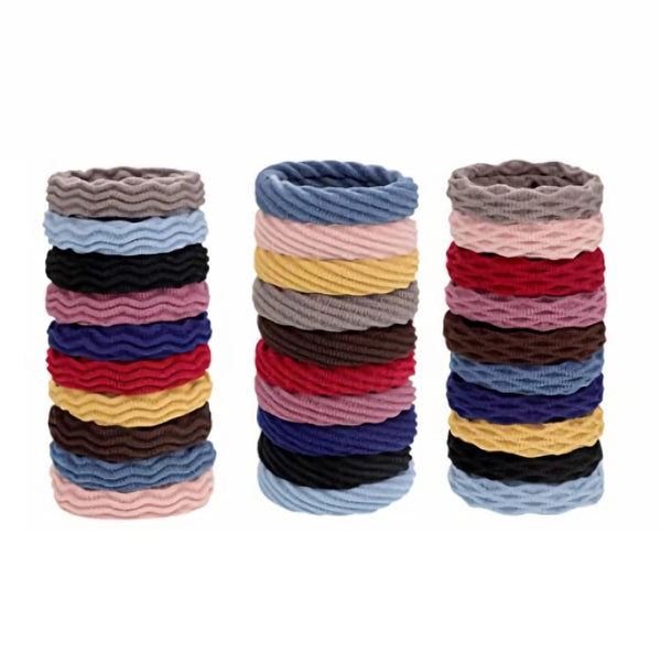 Wetopkim 30 Pcs Hair Ties, Non-Slip Seamless Bands for Thick Heavy Curly Hair, Lightweight Highly Elastic Stretchable