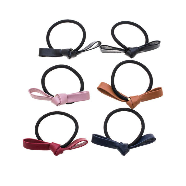 LOVEF 6 Pcs Simple Korean Elastic Double Knotted Bows Hair Band, Rubber Band for Girls Hair Accessories
