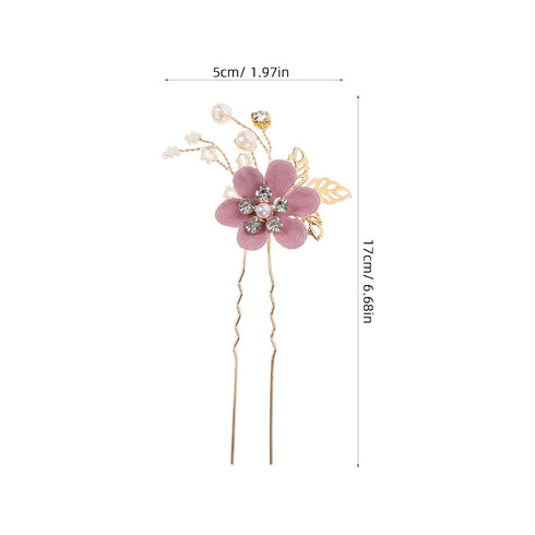 NUOBESTY 4Pcs Handmade Wedding Hair Clip Comb, Pearl Floral Leaf Hair Accessories for Women (Purple)