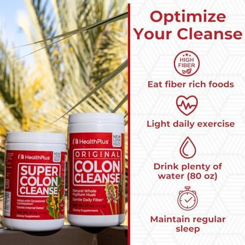 Health Plus Super Colon Cleanse, 12 oz Powder, 68 Servings - Natural Detox with Psyllium Husk & Senna Leaf