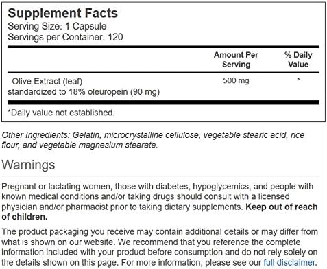 Vitacost Synergy Olive Leaf Extract - Standardized -- 500 Milligram - 120 Capsules