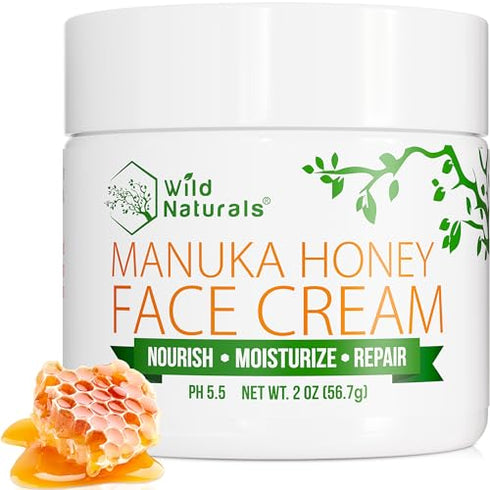 Wild Naturals Manuka Honey Cream Moisturizer for Dry Skin - Soothing Face Cream for Sensitive Skin, Hand & Body