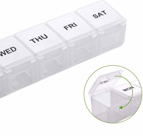 Partsmojo 7 Pill Organizer Daily Case US Stock Weekly Portable Extra Large Day Box Clear