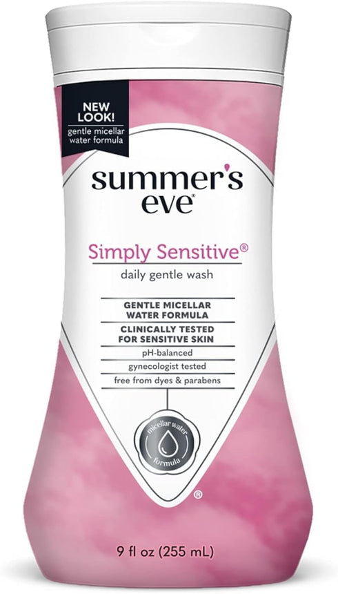 Summers Eve Simply Sensitive Feminine Cleansing Wash, Daily Gentle Intimate Wash, Removes
