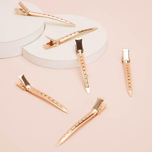 Kitsch Professional Alligator Clips for Hair Styling – 3.5" Aluminum Hair Sectioning Clips, Rose Gold, 6 Pcs