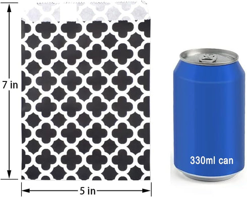KEYYOOMY 100 Pcs Black Candy Buffet Bags, Small Polka Dot Paper Treat Bags for Wedding & Birthday Party (5 x 7 inch)