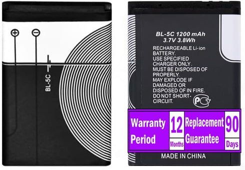 Lumaoer 2PCS 3.7V 1200mAh BL-5C Rechargeable Battery Suitable for Household Radio with Current