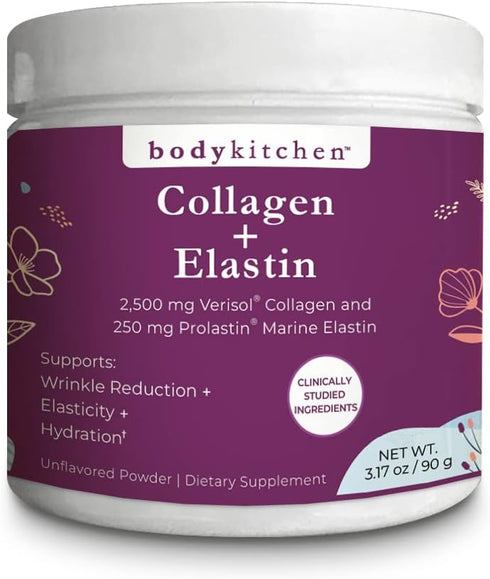 Body Kitchen Collagen and 250 mg Elastin Supplement, Unflavored Powder, Support Skin Health & Elasticity, 30 Servings