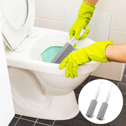2 Pack Toilet Cleaner Hard Water Build Up Remover with Ergonomic Handle, Pumice Cleaning Stone for Kitchen & Bathroom