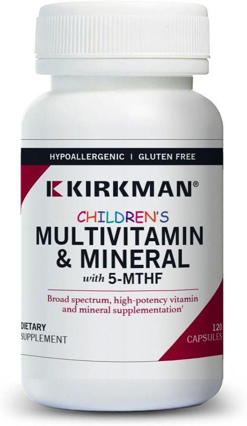 Kirkman Children's Multivitamin & Mineral - 120 Capsules with 5-MTHF, Hypoallergenic Broad Spectrum Supplement