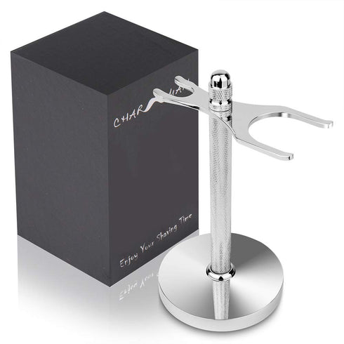 Safety Razor and Shaving Brush Stand with Extra Wide Openings and Wider Base, Manly Look