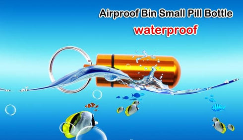 AKOAK 2 Pcs Colorful Round Aluminum Alloy Pill Bottle, Waterproof Outdoor Travel Portable Key Chain, Purple