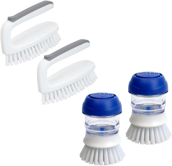 CELOX Cleaning Brush Set, 2 Dish Brush with soap Dispenser & 2